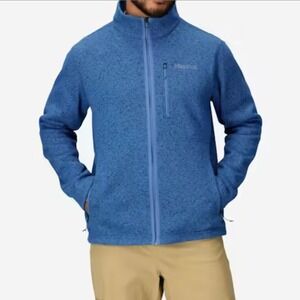 Marmot Mountain Works Mens Drop Line Blue Fleece Full Zip‎ Jacket Sz M Outdoor